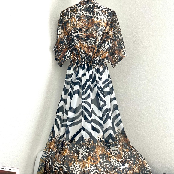 SOLD-Front Cinch-Waist Women's Chiffon Cover Up Long Duster Topper - Picture 7 of 11